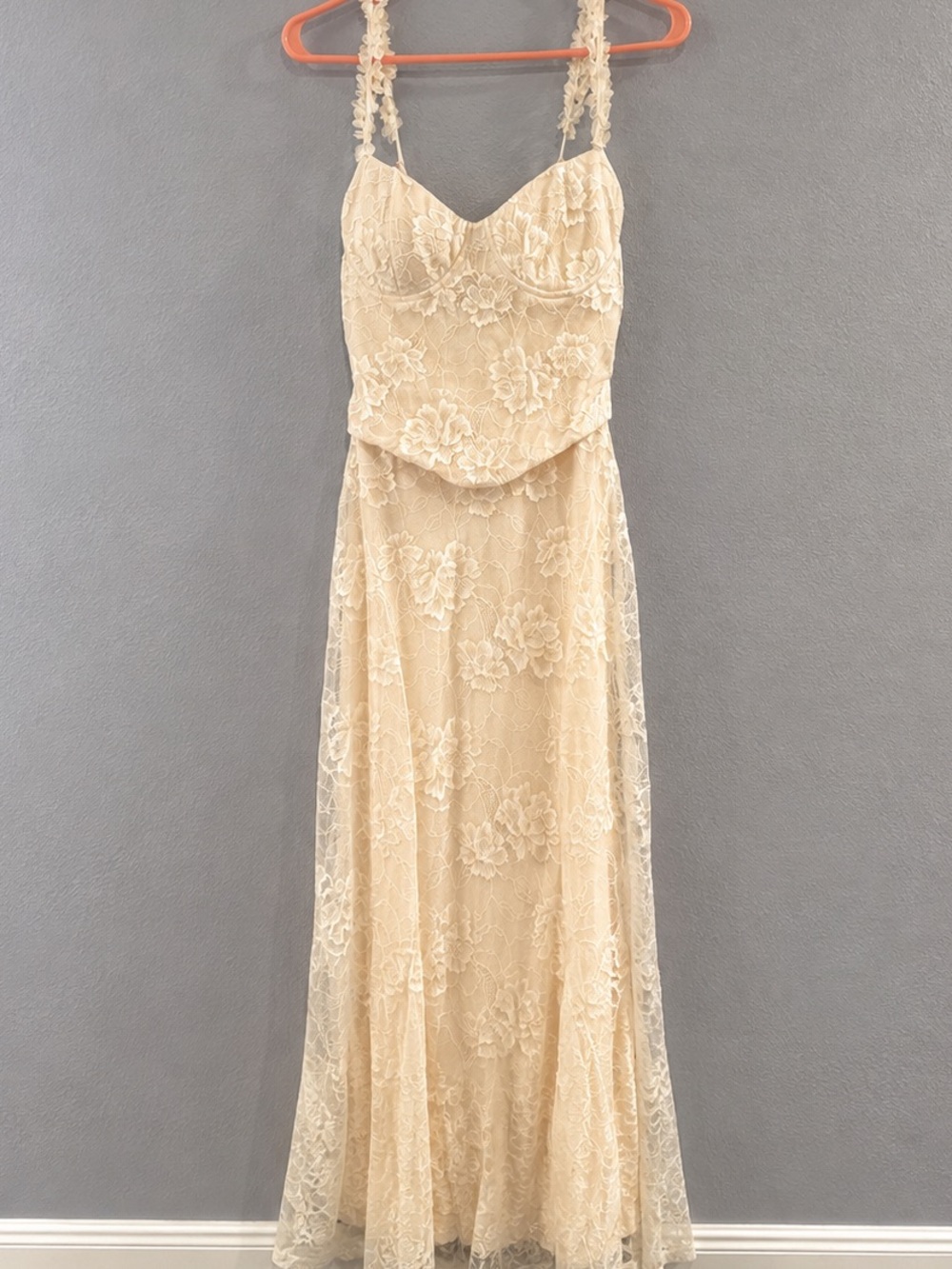 Windsor Cream Lace Spaghetti Strap Maxi Dress